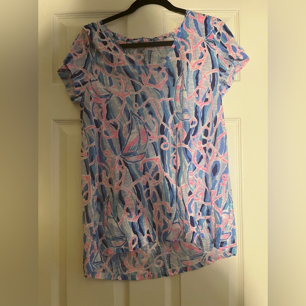 Lilly Pulitzer Etta Scoop Neck Top in “Reel Nauti”